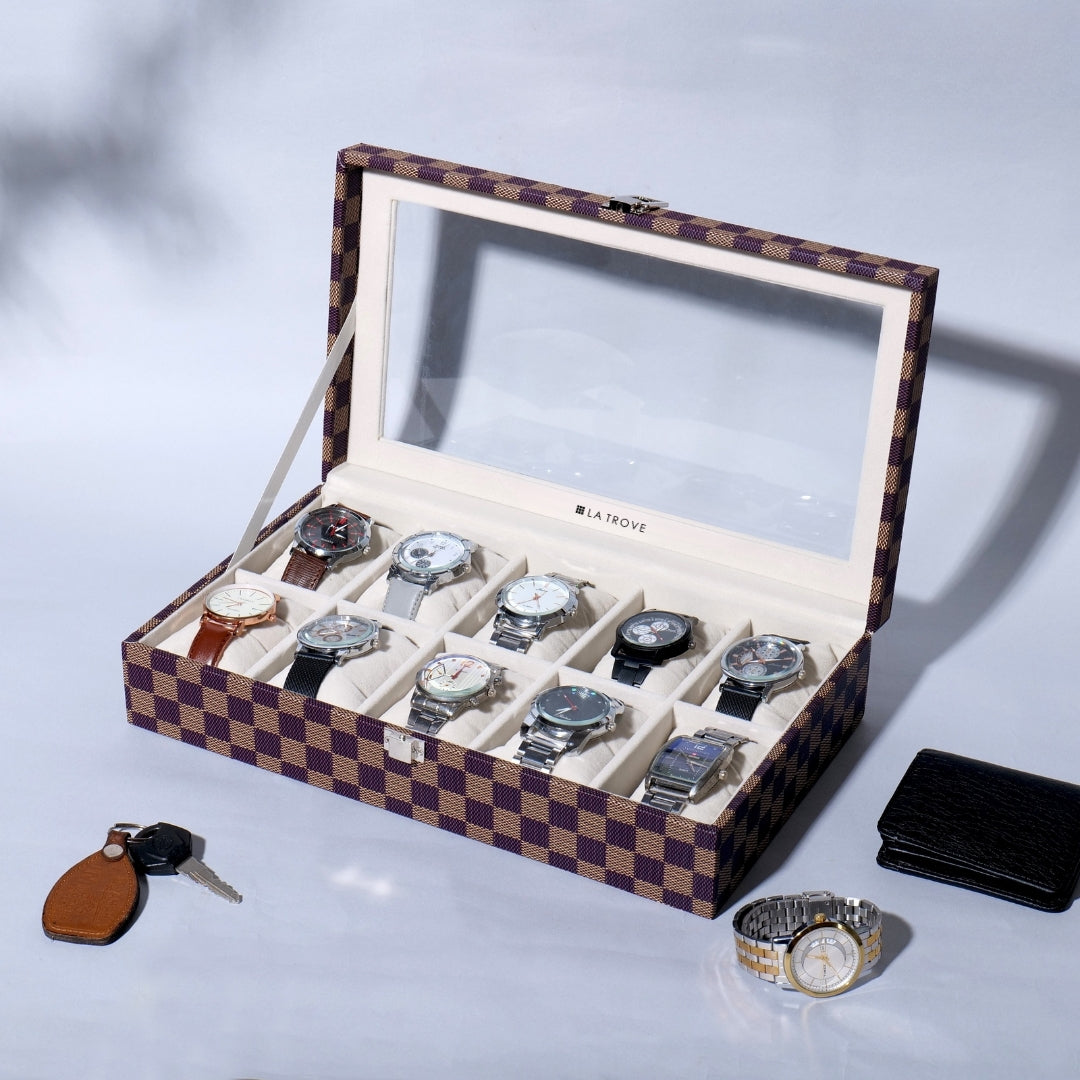 10 Slot Watch Box (With Glass Top)